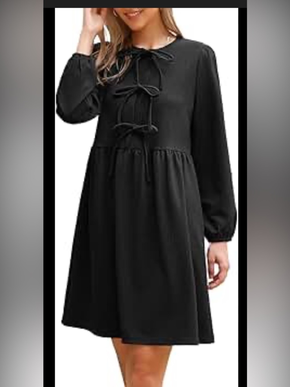Amazon Black bow, puff sleeves, mini/midi/mini